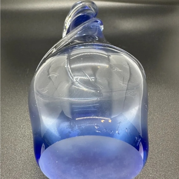 Glass Vase Clear with Blue Vintage Artist Signed - Picture 4 of 5